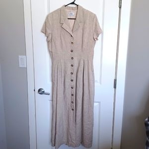 Vintage natural color linen blend maxi dress